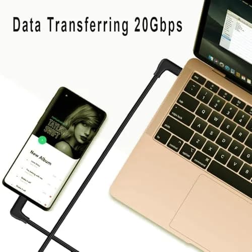 QCEs Right Angle USB C to USB C Cable 3.3Ft (1m) | 20Gbps Data, 4K Video, 100W Charging thumbnail 7
