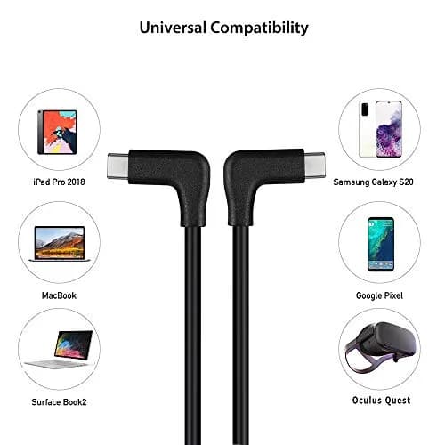 QCEs Right Angle USB C to USB C Cable 3.3Ft (1m) | 20Gbps Data, 4K Video, 100W Charging thumbnail 8