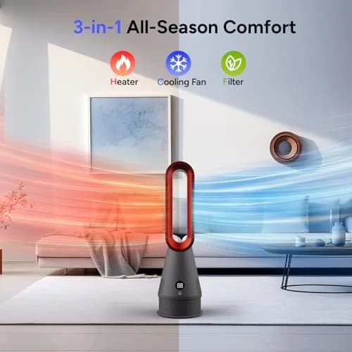 Faryuan Bladeless Fan, 25 Inch | Heating & Cooling & Filter Combo Tower Fan 80° Oscillating thumbnail 3