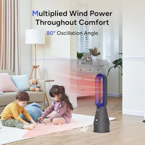 Faryuan Bladeless Fan 25 Inch | Heating & Cooling & Filter Combo, 8 Speeds, 9H Timer, Quiet Indoor Tower Fan thumbnail 3