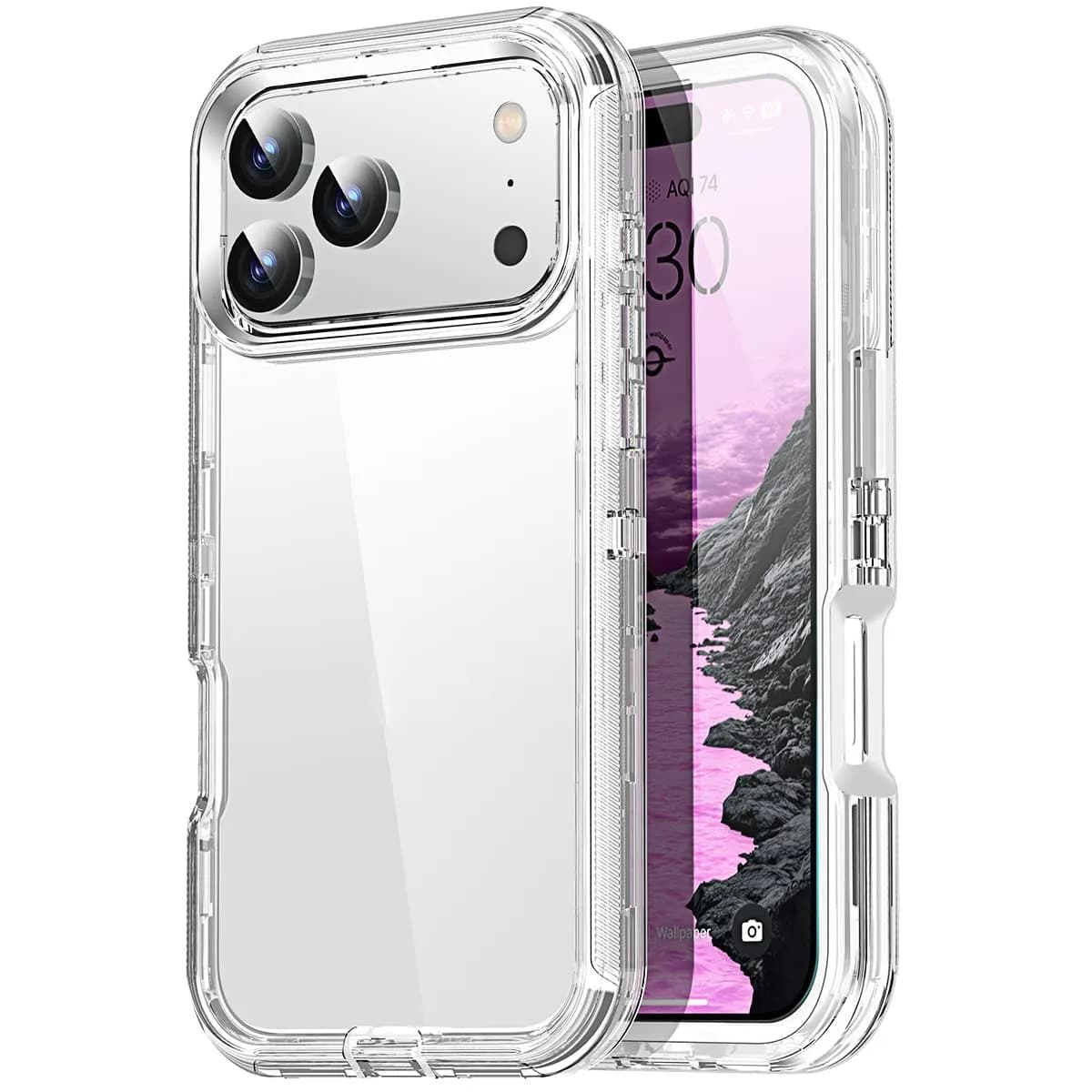 AICase for iPhone 17 Pro Max Case Clear 3 in 1 Heavy Duty Drop Protection 6.3" | Rugged Shockproof Full Body — C_Clear