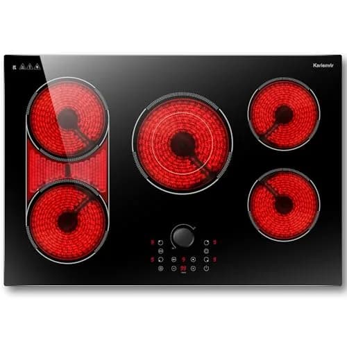 Karienvir 30 Inch Electric Cooktop 8600W | 5 Burners, Expandable Zone, 220-240V Hardwired — 30 Inch 5 Burner 586139