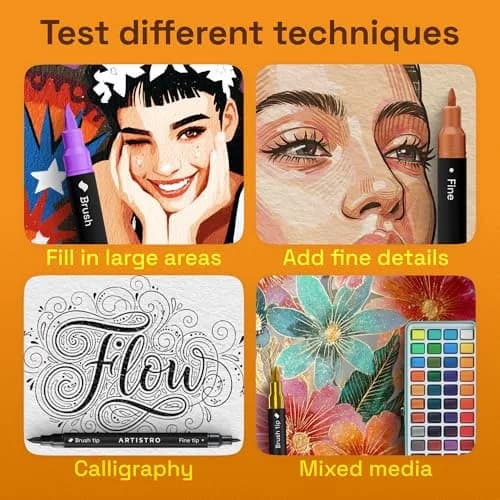 ARTISTRO 50 Acrylic Dual-Tip Glass Marker Pens for Wine Glasses | ASTM D-4236 Certified thumbnail 6