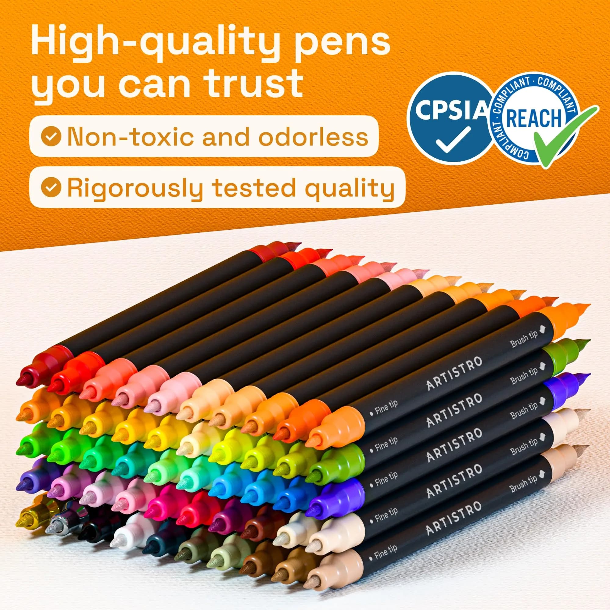 ARTISTRO 50 Acrylic Dual-Tip Glass Marker Pens for Wine Glasses | ASTM D-4236 Certified - view 9