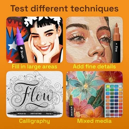 ARTISTRO 150 Acrylic Dual-Tip Glass Marker Pens for Wine Glasses, Tumblers & Ceramics | 150-Count Multicolor Set thumbnail 6