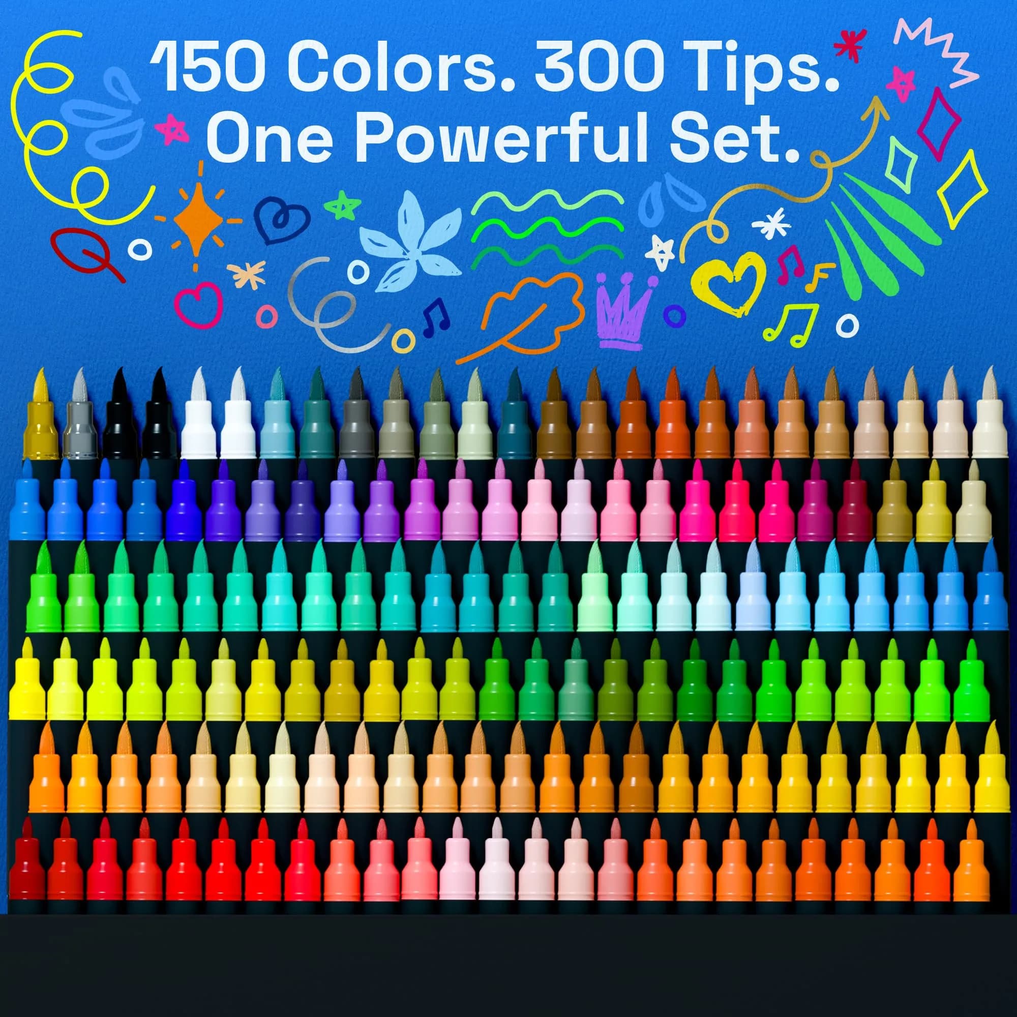 ARTISTRO 150 Acrylic Dual-Tip Glass Marker Pens for Wine Glasses, Tumblers & Ceramics | 150-Count Multicolor Set - view 2