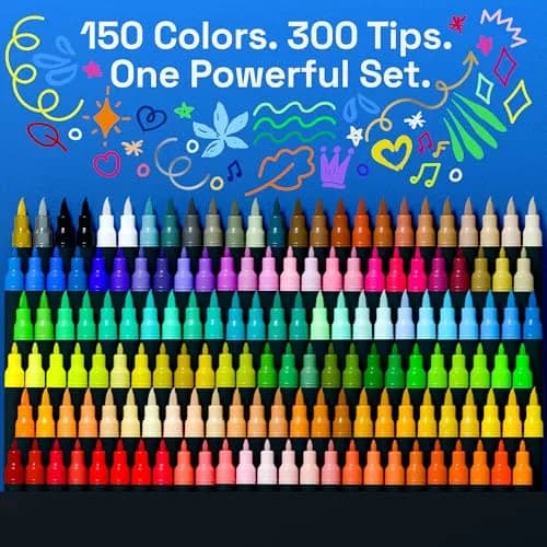 ARTISTRO 150 Acrylic Dual-Tip Glass Marker Pens for Wine Glasses, Tumblers & Ceramics | 150-Count Multicolor Set thumbnail 2