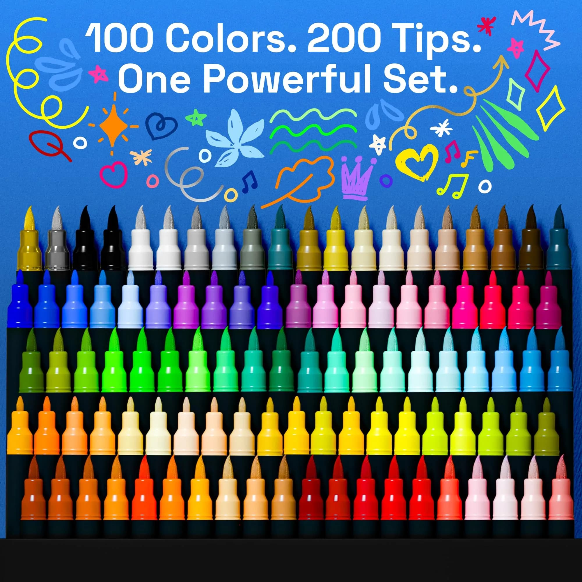 ARTISTRO Acrylic Dual-Tip Glass Marker Pens for Wine Glasses, 100 Count | Vibrant Multicolor Paint Pens for Parties & Crafts - view 2