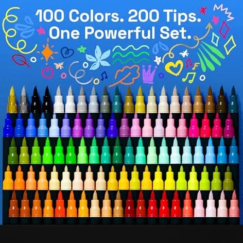 ARTISTRO Acrylic Dual-Tip Glass Marker Pens for Wine Glasses, 100 Count | Vibrant Multicolor Paint Pens for Parties & Crafts thumbnail 2