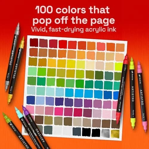 ARTISTRO Acrylic Dual-Tip Glass Marker Pens for Wine Glasses, 100 Count | Vibrant Multicolor Paint Pens for Parties & Crafts thumbnail 3