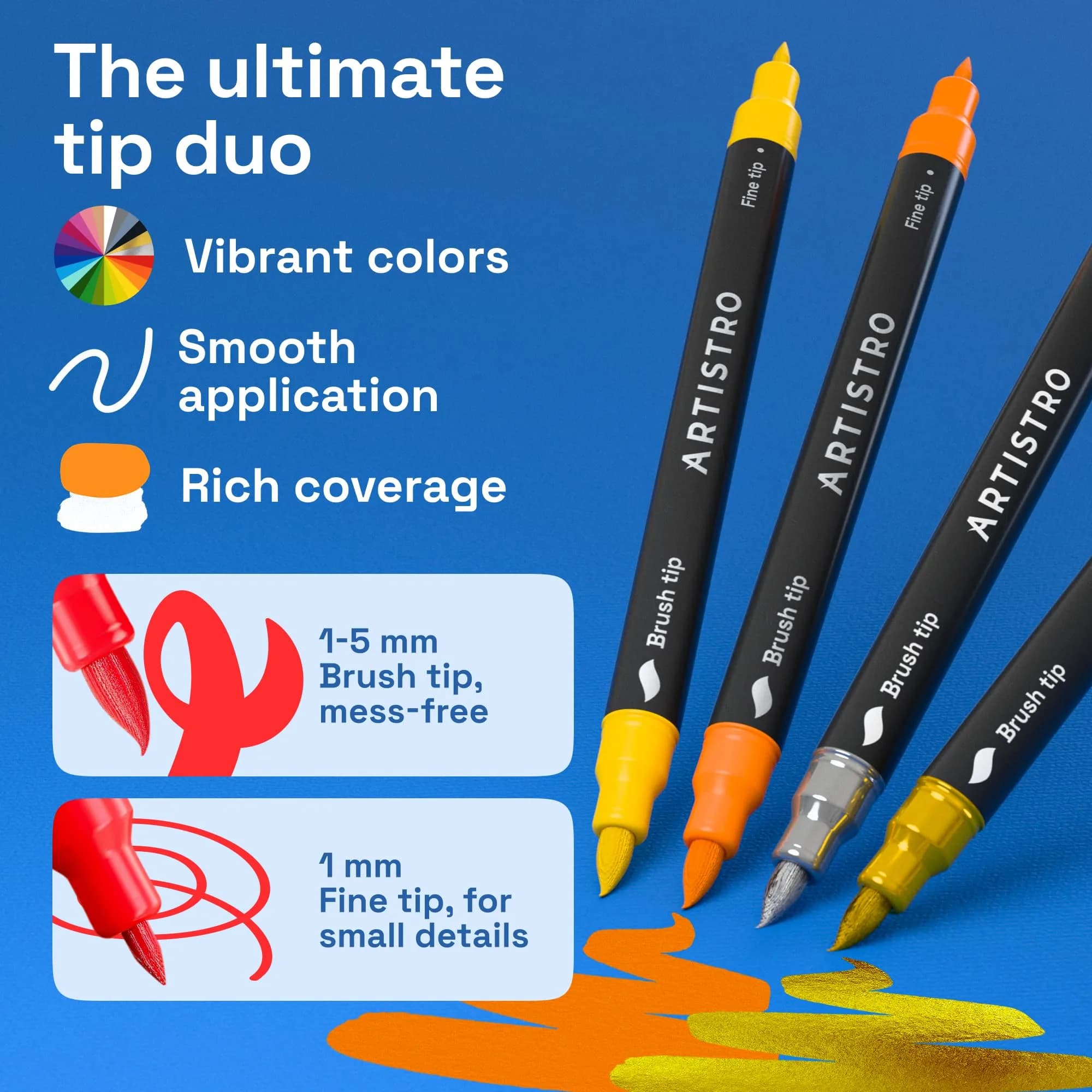 ARTISTRO Acrylic Dual-Tip Glass Marker Pens for Wine Glasses, 100 Count | Vibrant Multicolor Paint Pens for Parties & Crafts - view 4