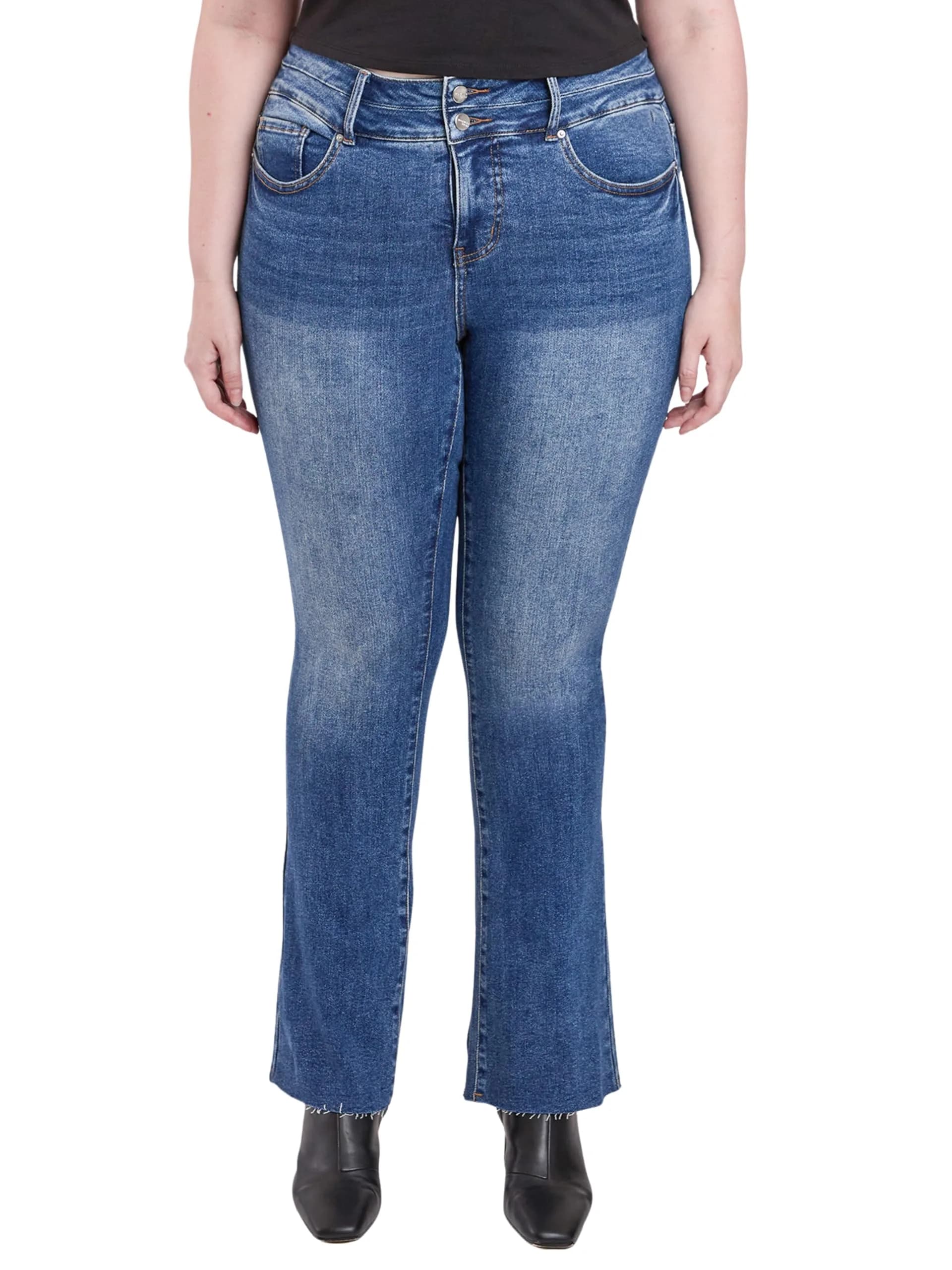 Royalty For Me Women's Plus Premium Stretch High Rise Bootcut Jeans, N Indigo Blue, 14W | Flattering Fit with Flexibility — Indigo Blue