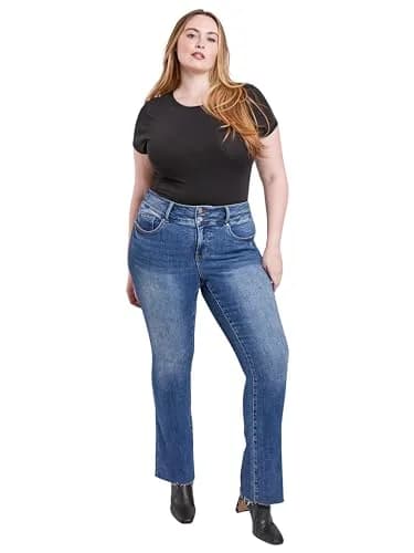 Royalty For Me Women's Plus Premium Stretch High Rise Bootcut Jeans, N Indigo Blue, 14W | Flattering Fit with Flexibility thumbnail 4