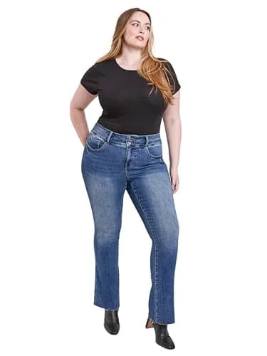 Royalty For Me Women's Plus Premium Stretch High Rise Bootcut Jeans, N Indigo Blue, 14W | Flattering Fit with Flexibility thumbnail 3