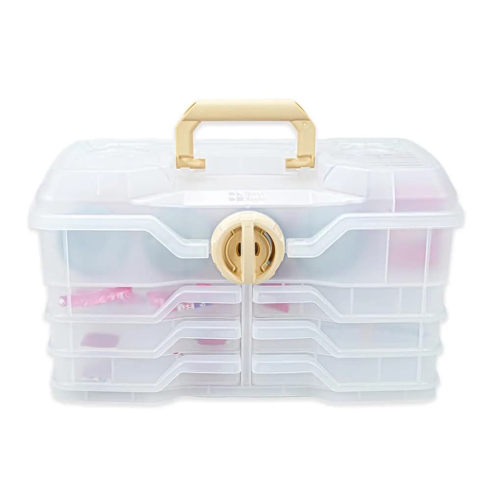 Best Kept Portable Kitchen Organizer Case with Lid & Trays, White 39cm (15" L x 8.5" W x 9" H) | For Utensils, Spices, Pantry & Travel — Wood like