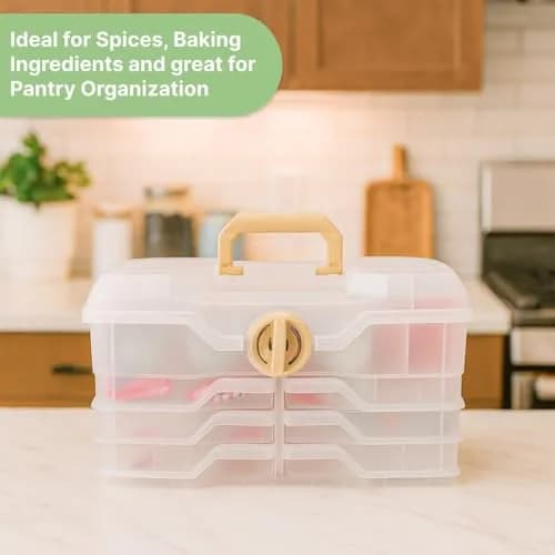 Best Kept Portable Kitchen Organizer Case with Lid & Trays, White 39cm (15" L x 8.5" W x 9" H) | For Utensils, Spices, Pantry & Travel thumbnail 5