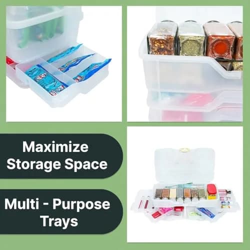 Best Kept Portable Kitchen Organizer Case with Lid & Trays, White 39cm (15" L x 8.5" W x 9" H) | For Utensils, Spices, Pantry & Travel thumbnail 7