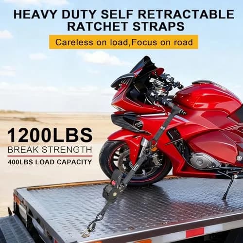Ayaport Retractable Ratchet Straps 2.54cm x 3.81m (1" x 12.5ft) 2-Pack | Heavy Duty 544kg (1200lbs) Break Strength Tie Downs thumbnail 4