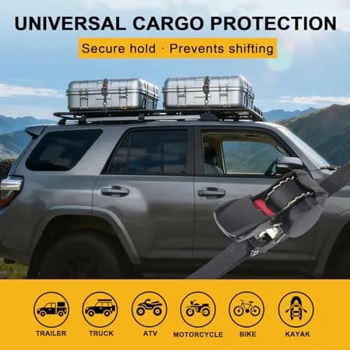 Ayaport Retractable Ratchet Straps 2.54cm x 3.81m (1" x 12.5ft) 2-Pack | Heavy Duty 544kg (1200lbs) Break Strength Tie Downs thumbnail 6