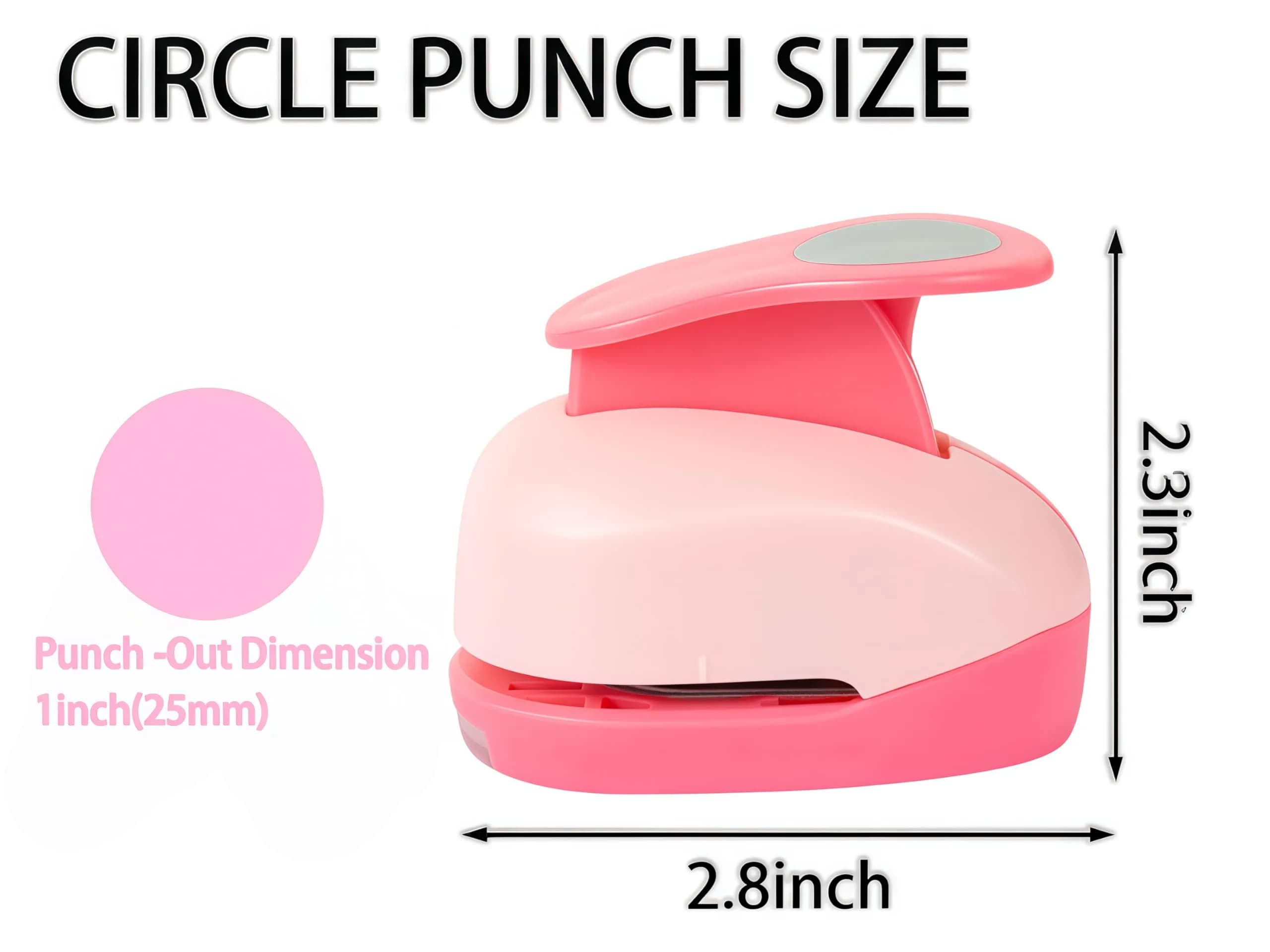 QIQQIKIN 1 inch Pink Circle Hole Punch | Craft Tool for Scrapbooking & Card Making - view 4