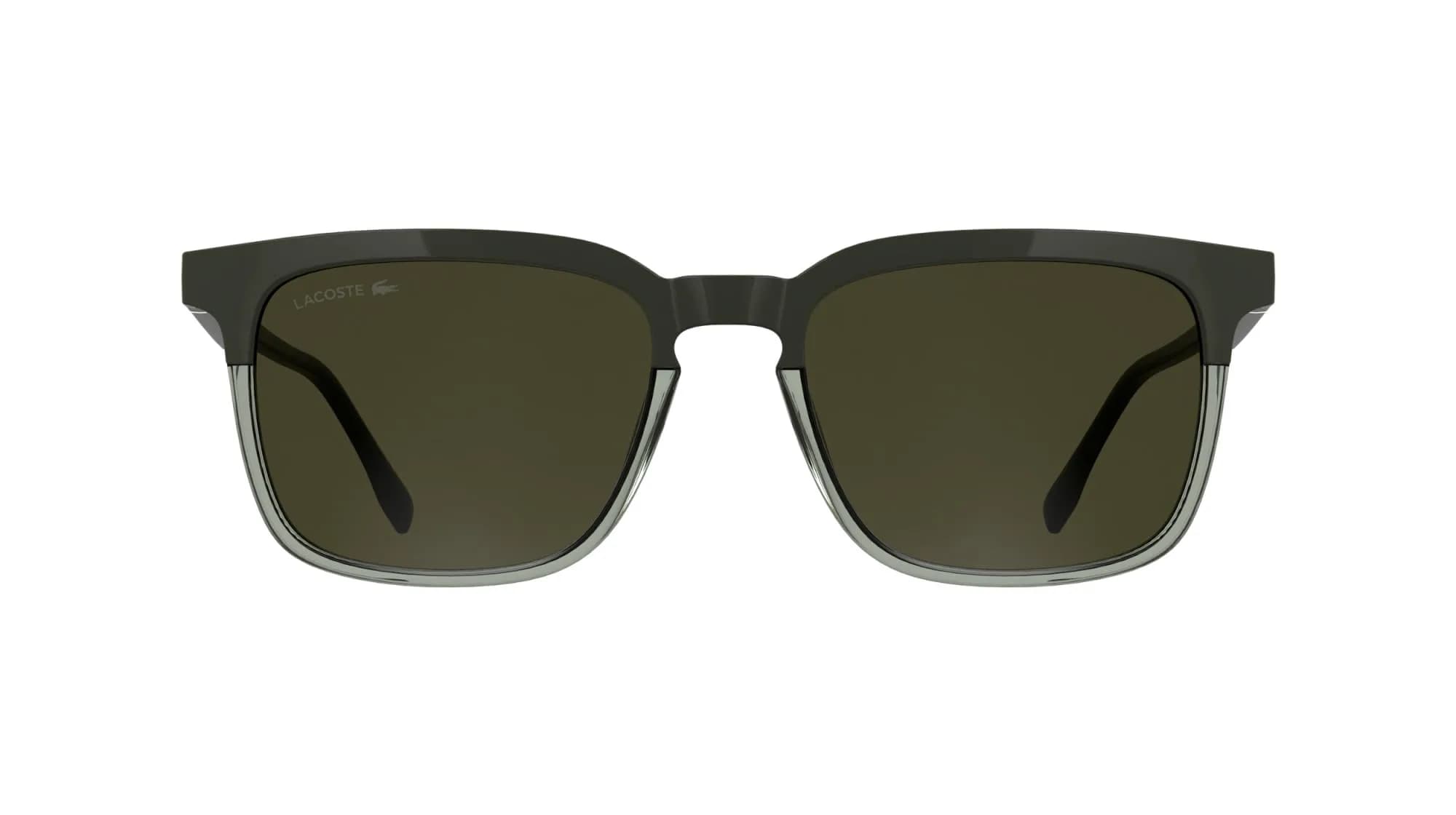 Lacoste Men's Sunglasses L6074S - Taupe/Transparent Taupe with Solid Khaki Lens | Geometric, Modern, RXable