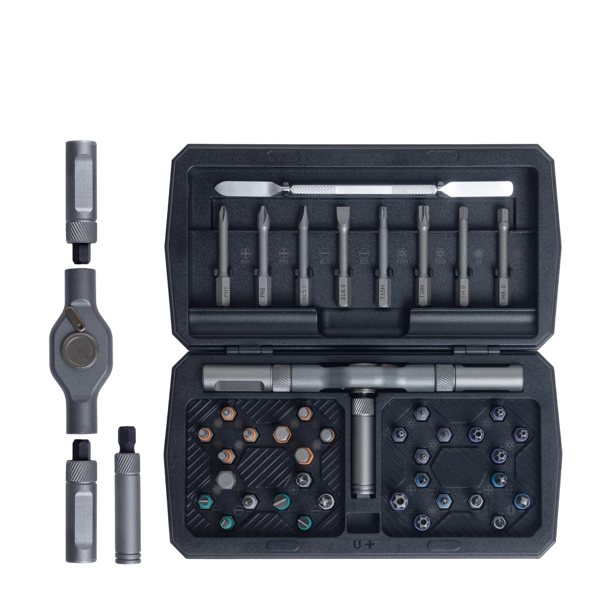ANVANNA 42 in 1 Magnetic Screwdriver Set | Multi Bit, Compact & Portable (70-120 chars) — Black Ratchet