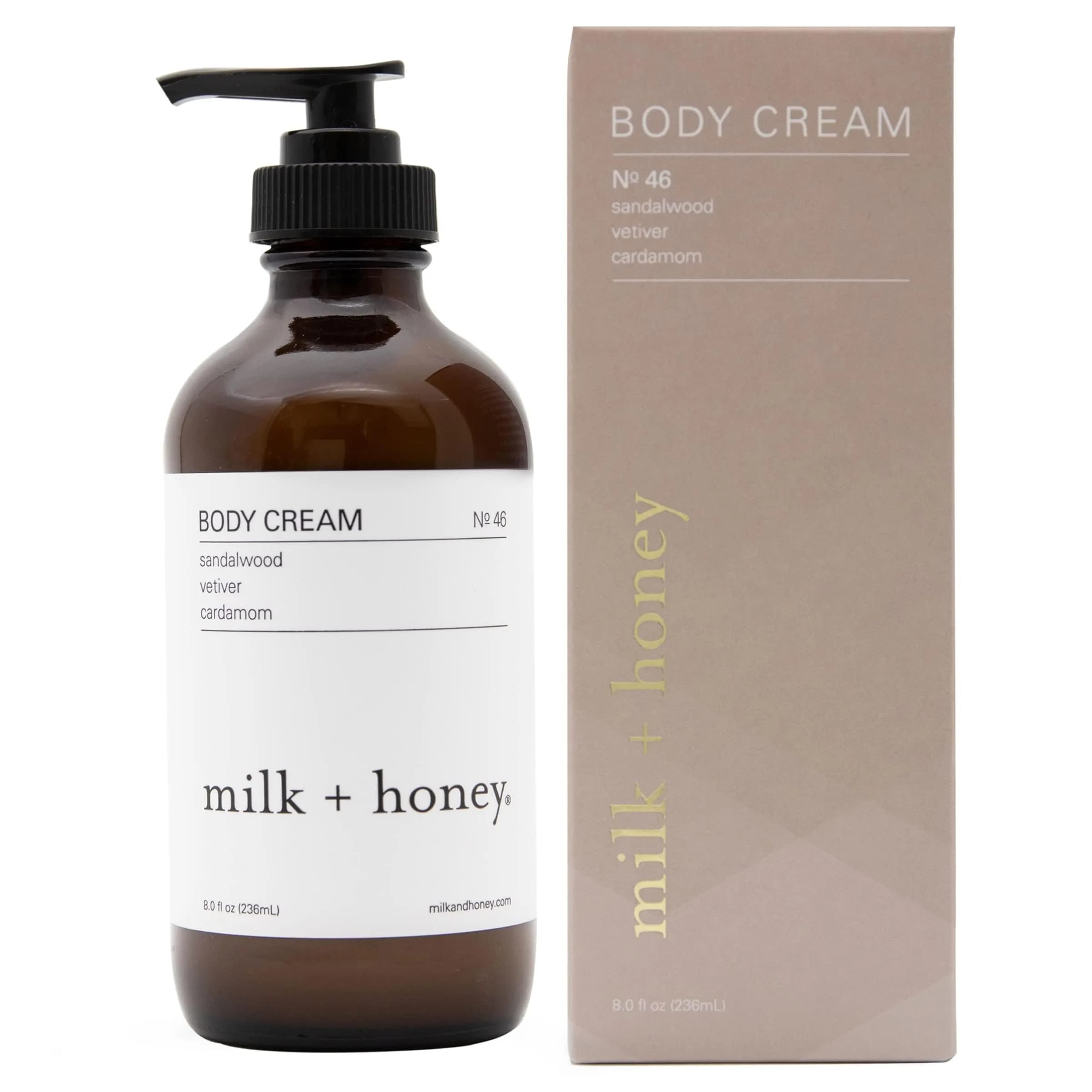 milk+honey No.46 Moisturizing Body Lotion, Sandalwood & Vetiver, 8 oz | Deep Hydration & Nourishment