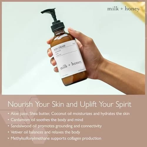 milk+honey No.46 Moisturizing Body Lotion, Sandalwood & Vetiver, 8 oz | Deep Hydration & Nourishment thumbnail 3