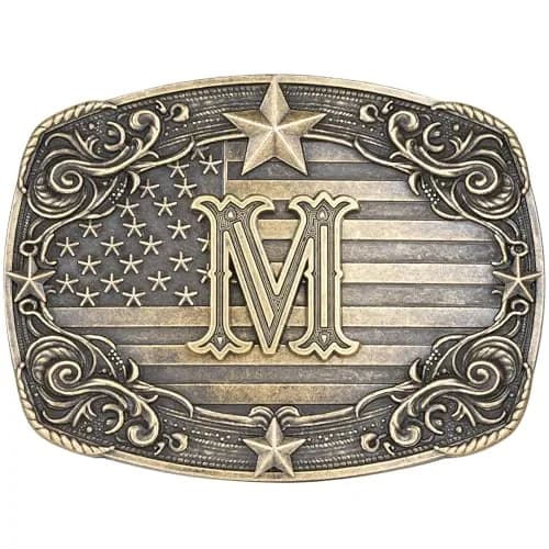 Flipslo Western Belt Buckle for Men Women Vintage Initial Letter M Cowboy Belt Buckle Texas Rodeo Buckle hebillas vaqueras para hombre thumbnail 1
