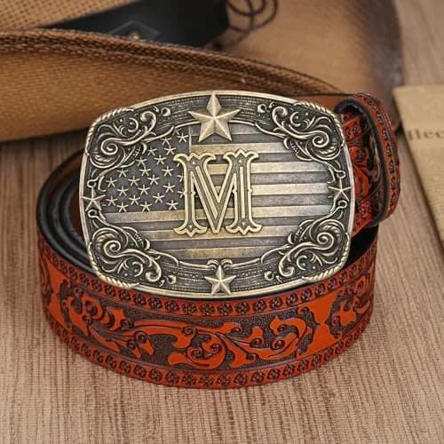 Flipslo Western Belt Buckle for Men Women Vintage Initial Letter M Cowboy Belt Buckle Texas Rodeo Buckle hebillas vaqueras para hombre thumbnail 4