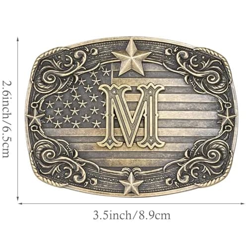 Flipslo Western Belt Buckle for Men Women Vintage Initial Letter M Cowboy Belt Buckle Texas Rodeo Buckle hebillas vaqueras para hombre thumbnail 2