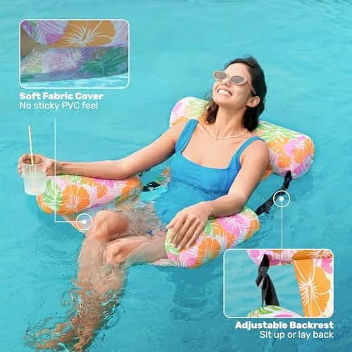Sloosh Inflatable Pool Floats Lounge Chairs 2-Pack | 113 kg (250 lb) Weight Capacity thumbnail 3