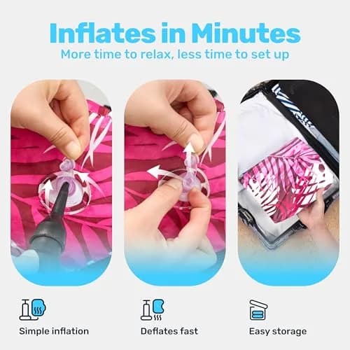 Sloosh Inflatable Pool Floats Adult 2-Pack | Tropical Leaves-Purple,Pink (30"x16"x32" each) thumbnail 7