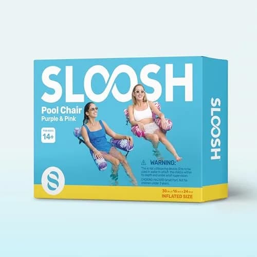 Sloosh Inflatable Pool Floats Adult 2-Pack | Tropical Leaves-Purple,Pink (30"x16"x32" each) thumbnail 9