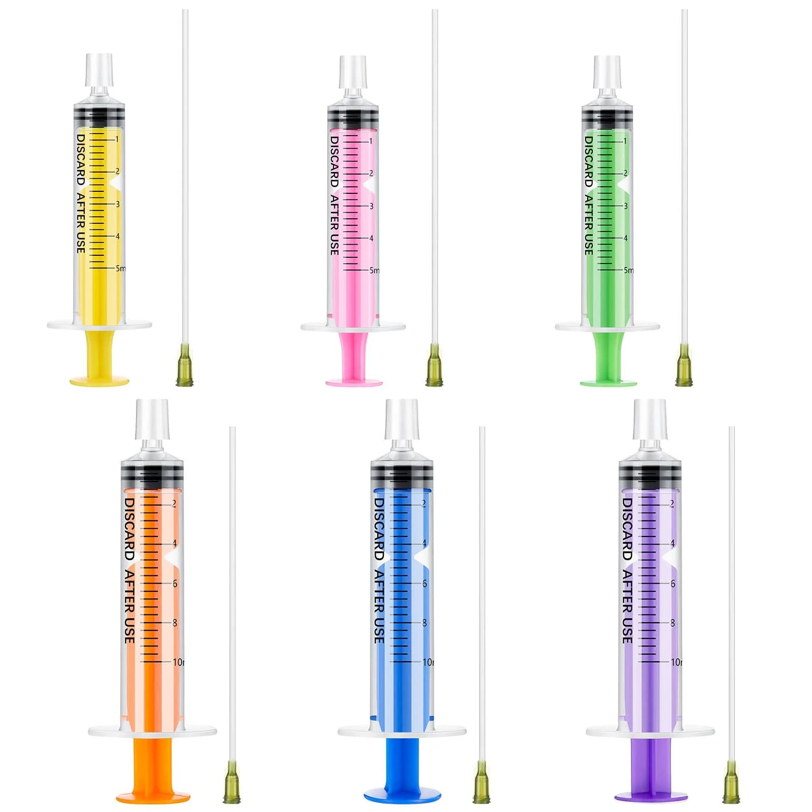 Geiserailie 6 Pcs Perfume Syringe Extractor 5ml 10ml Rainbow | Decant Kit for Perfumes & Liquids — Rainbow