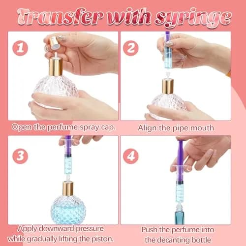 Geiserailie 6 Pcs Perfume Syringe Extractor 5ml 10ml Rainbow | Decant Kit for Perfumes & Liquids thumbnail 4