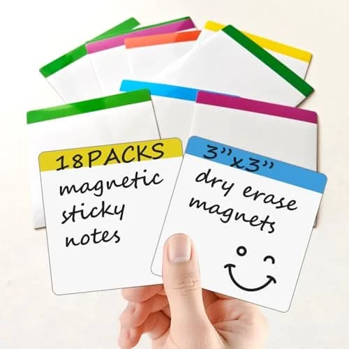 NIUBIKLUS Magnetic Dry Erase Board Labels 3" x 3" (18 Pack) | Reusable Notes for Fridge, Locker, Cabinet thumbnail 1