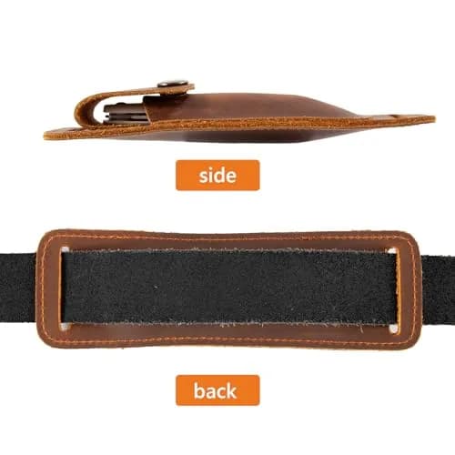 QCWN Leather Pocket Knife Sheath for Belt Loop Folding EDC Knife Holster Open Top Holder Case Fits 5 inch Folding Knife Buck 110 Western Belt Knife Holder Horizontal (Brown) | Durable Leather Design thumbnail 7
