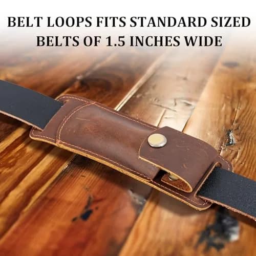 QCWN Leather Pocket Knife Sheath for Belt Loop Folding EDC Knife Holster Open Top Holder Case Fits 5 inch Folding Knife Buck 110 Western Belt Knife Holder Horizontal (Brown) | Durable Leather Design thumbnail 3