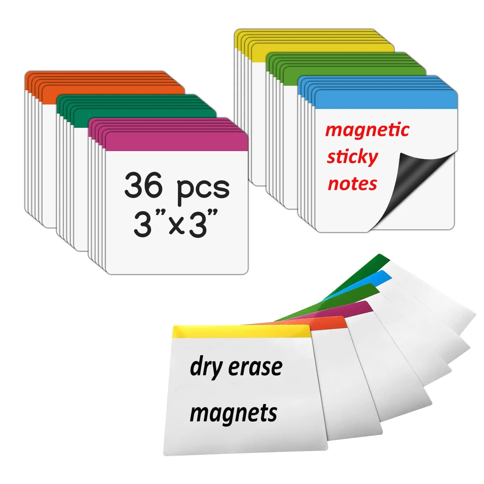 NIUBIKLUS Magnetic Dry Erase Board Labels 3" x 3" (7.6cm x 7.6cm) | 36 Pack for Office & Classroom - main product image
