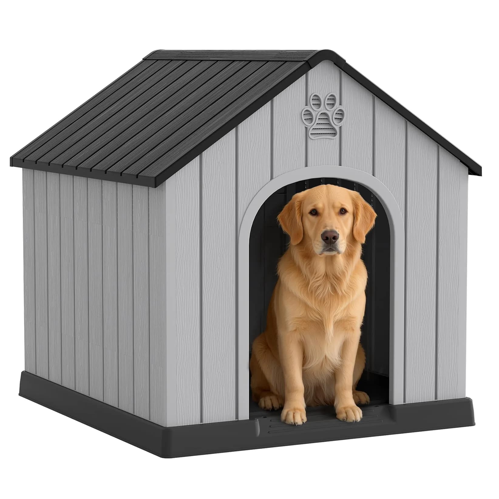 Fancyango Large Dog House Outdoor Indoor Waterproof with Air Vents Elevated Floor | Durable Plastic Shelter (Sky Blue, 38.2''L×36''W×37''H)