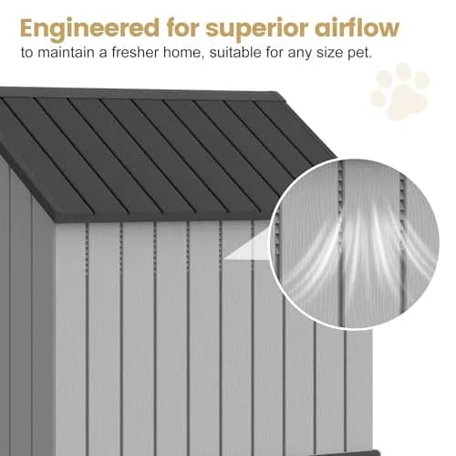 Fancyango Large Dog House Outdoor Indoor Waterproof with Air Vents Elevated Floor | Durable Plastic Shelter (Sky Blue, 38.2''L×36''W×37''H) thumbnail 6