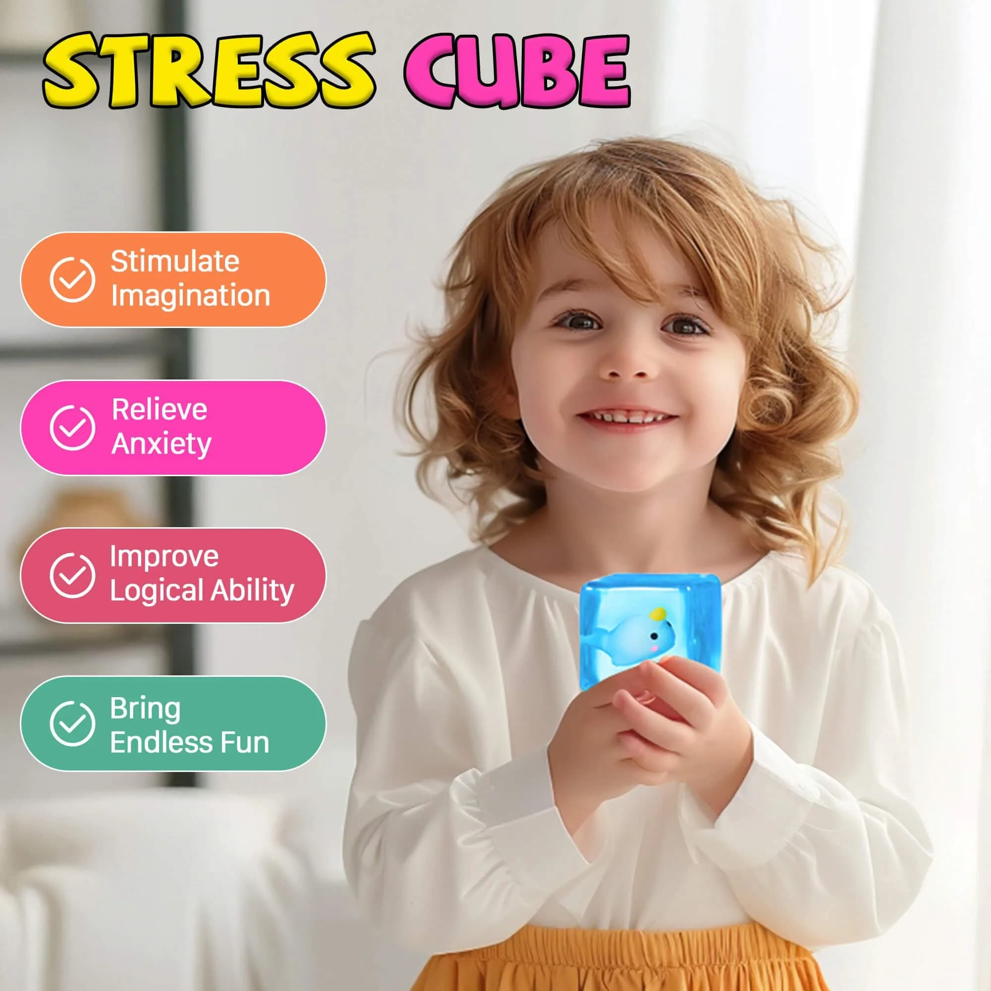 Meijoy Stress Cube Fidget Toy with Glow-in-the-Dark Mochi | 5.5 cm (2.17 inch) thumbnail 7