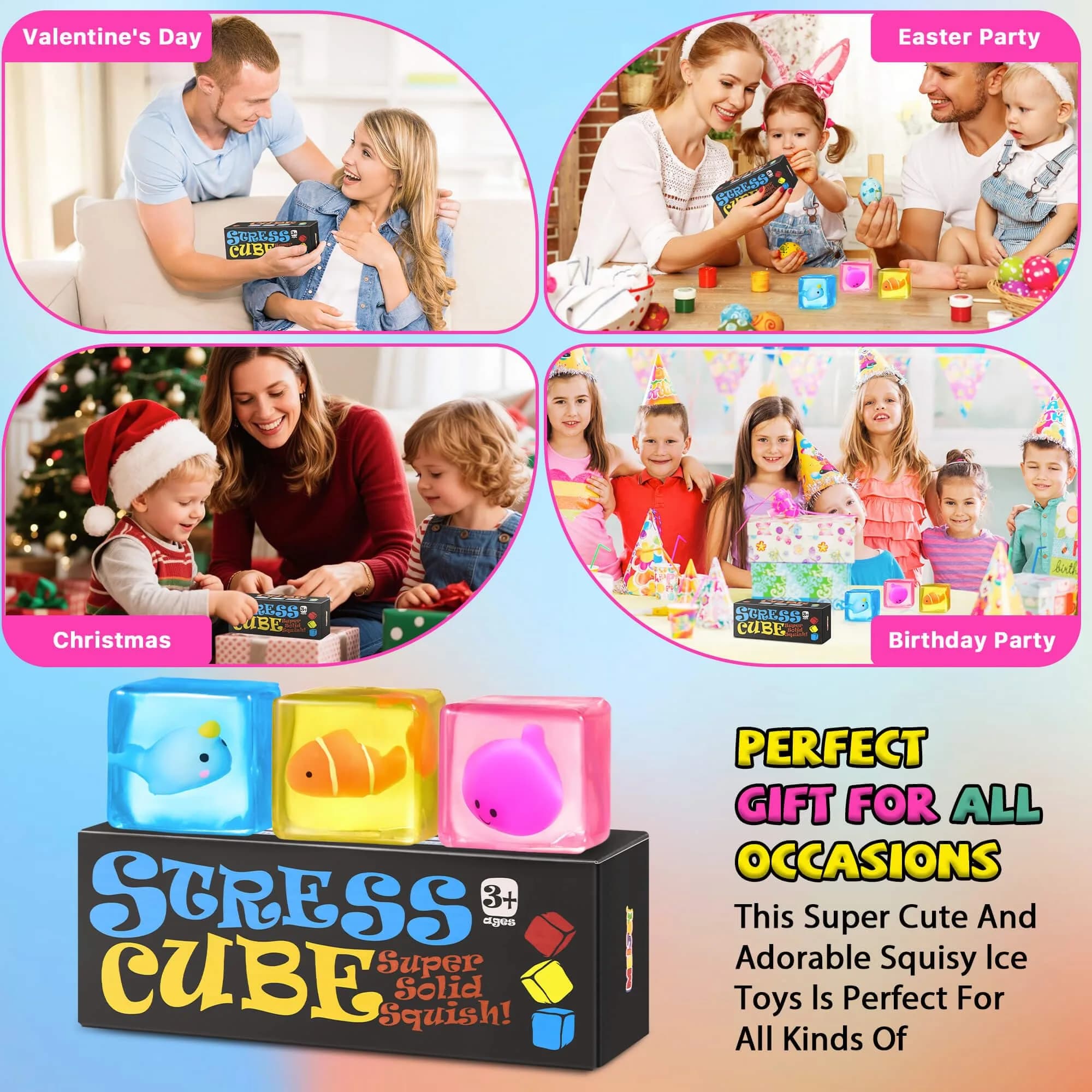 Meijoy Stress Cube Fidget Toy with Glow-in-the-Dark Mochi | 5.5 cm (2.17 inch) thumbnail 8