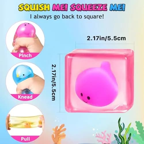 Meijoy Stress Cube Fidget Toy with Glow-in-the-Dark Mochi | 5.5 cm (2.17 inch) thumbnail 2