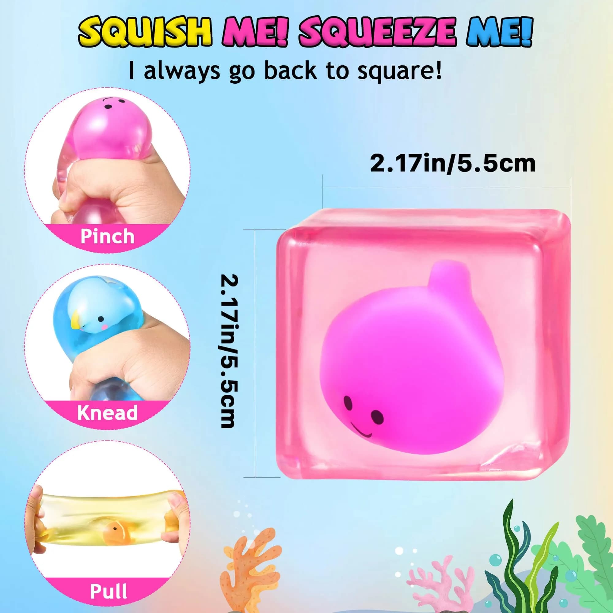 Meijoy Stress Cube Fidget Toy with Glow-in-the-Dark Mochi | 5.5 cm (2.17 inch) thumbnail 2