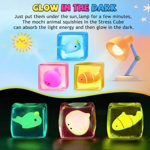 Meijoy Stress Cube Fidget Toy with Glow-in-the-Dark Mochi | 5.5 cm (2.17 inch) thumbnail 3