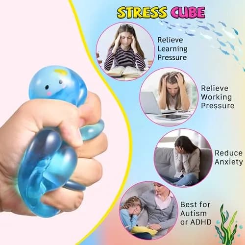 Meijoy Stress Cube Fidget Toy with Glow-in-the-Dark Mochi | 5.5 cm (2.17 inch) thumbnail 4