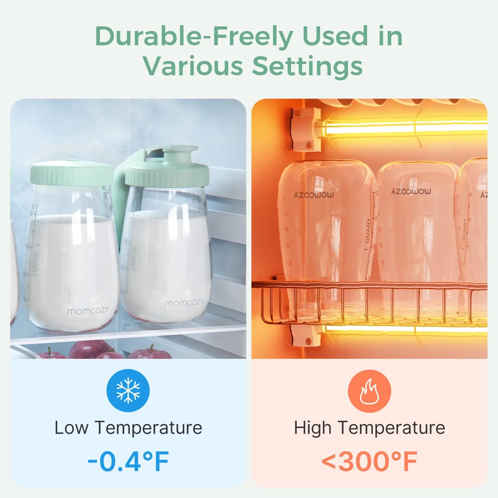 Momcozy Glass Breast Milk Pitcher 946ml (32oz) | Heat-Resistant, Leak-Proof, BPA-Free - view 2