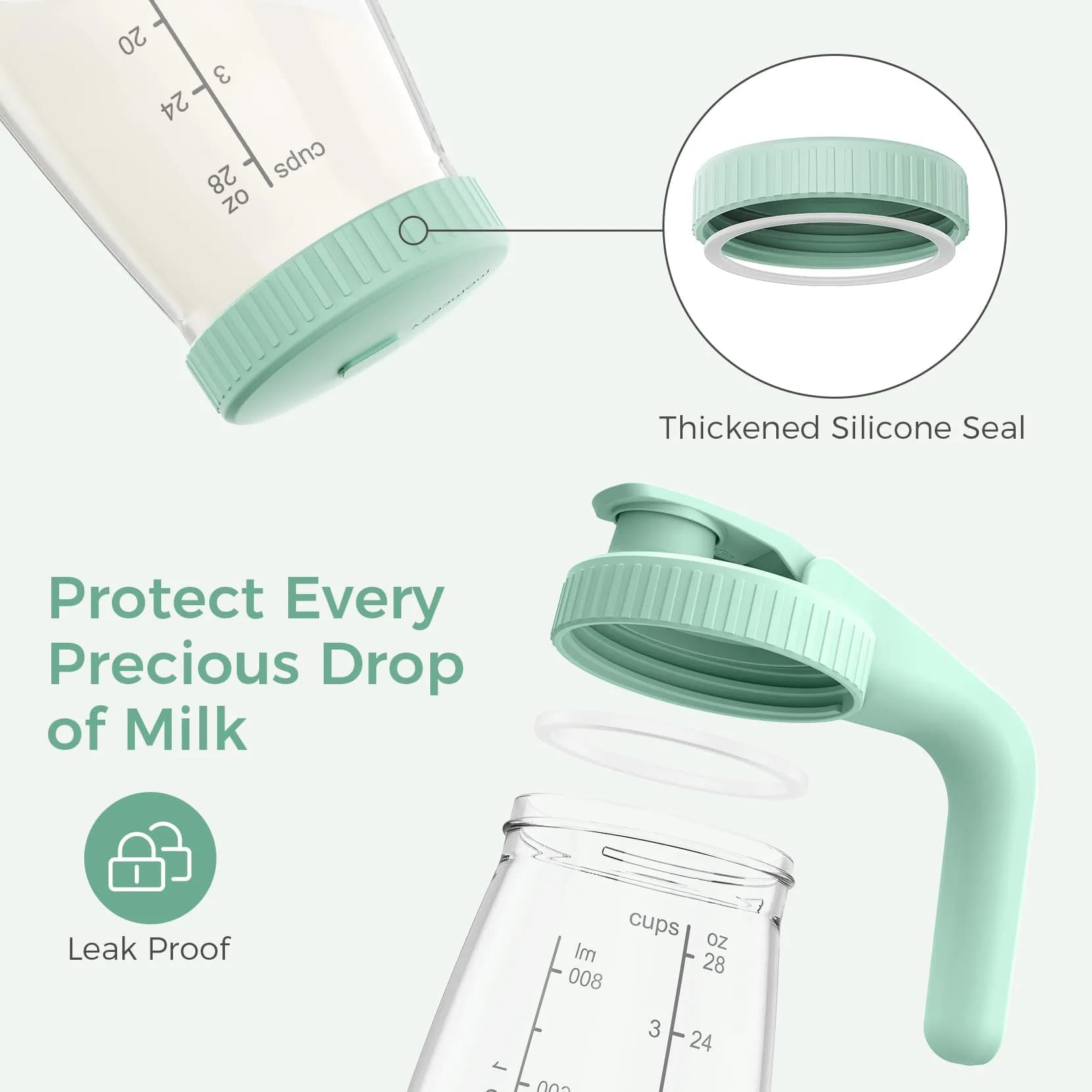 Momcozy Glass Breast Milk Pitcher 946ml (32oz) | Heat-Resistant, Leak-Proof, BPA-Free - view 4